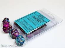 Chessex Würfel CHX26249 - Purple-Teal w/gold Gemini™ Polyhedral Ten d10 Sets