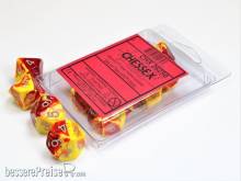 Chessex Würfel CHX26250 - Red-Yellow w/silver Gemini™ Polyhedral Ten d10 Sets