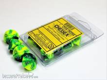 Chessex Würfel CHX26254 - Green-Yellow w/silver Gemini™ Polyhedral Ten d10 Sets