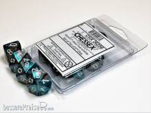 Chessex Würfel CHX26256 - Steel-Teal w/white Gemini™ Polyhedral Ten d10 Sets