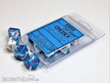 Chessex Würfel CHX26257 - Astral Blue-White w/red Gemini™ Polyhedral Ten d10 Sets
