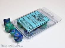 Chessex Würfel CHX26259 - Blue-Teal w/gold Gemini™ Polyhedral Ten d10 Sets