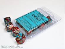 Chessex Würfel CHX26262 - Red-Teal with gold Gemini™ Polyhedral Ten d10 Sets