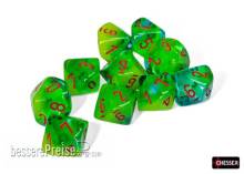 Chessex CHX26270 - Gemini® Plasma Green-Teal/orange Luminary Set of Ten d10s
