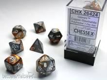 Chessex Würfel CHX26424 - Copper-Steel w/white Gemini™ Polyhedral 7-Die Sets