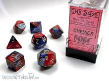 Chessex Würfel CHX26429 - Blue-Red w/gold Gemini™ Polyhedral 7-Die Sets