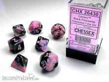 Chessex Würfel CHX26430 - Black-Pink w/white Gemini™ Polyhedral 7-Die Sets