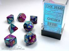 Chessex Würfel CHX26449 - Purple-Teal w/gold Gemini™ Polyhedral 7-Die Sets