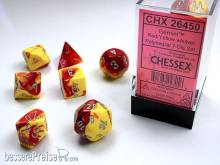 Chessex Würfel CHX26450 - Red-Yellow w/silver Gemini™ Polyhedral 7-Die Sets