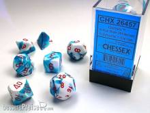 Chessex Würfel CHX26457 - Astral Blue-White w/red Gemini™ Polyhedral 7-Die Sets
