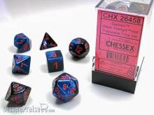 Chessex Würfel CHX26458 - Black-Starlight w/red Gemini™ Polyhedral 7-Die Sets
