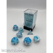 Chessex CHX26465 - Gemini® Polyhedral Pearl Turquoise-White/blue Luminary™ 7-Die Set