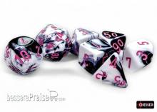 Chessex CHX26469 - Gemini® Polyhedral Black-White/pink 7-Die Set