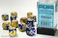 Chessex Würfel CHX26622 - Blue-Gold w/white Gemini™ 16mm d6 with pips Dice Blocks™ (12 Dice)