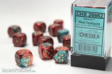 Chessex Würfel CHX26662 - Red-Teal with gold Gemini™ 16mm d6 with pips Dice Blocks™ (12 Dice)