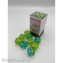 Chessex CHX26666 - Gemini® 16mm d6 Translucent Green-Teal/yellow Dice Block™ (12 dice)