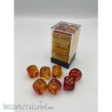 Chessex CHX26668 - Gemini® 16mm d6 Translucent Red-Yellow/gold Dice Block™ (12 dice)