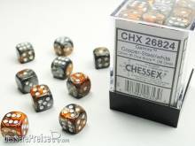 Chessex Würfel CHX26824 - Copper-Steel w/white Gemini™ 12mm d6 with pips Dice Blocks™ (36 Dice)