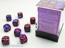 Chessex Würfel CHX26828 - Blue-Purple w/gold Gemini™ 12mm d6 with pips Dice Blocks™ (36 Dice)