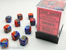 Chessex Würfel CHX26829 - Blue-Red w/gold Gemini™ 12mm d6 with pips Dice Blocks™ (36 Dice)