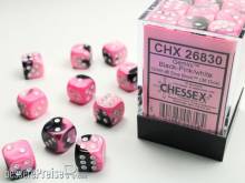 Chessex Würfel CHX26830 - Black-Pink w/white Gemini™ 12mm d6 with pips Dice Blocks™ (36 Dice)