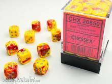 Chessex Würfel CHX26850 - Red-Yellow w/silver Gemini 12mm d6 with pips Dice Blocks (36 Dice)