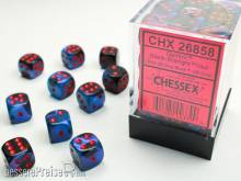 Chessex Würfel CHX26858 - Black-Starlight w/red Gemini™ 12mm d6 with pips Dice Blocks™ (36 Dice)