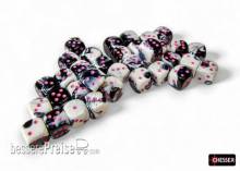 Chessex CHX26869 - Gemini® 12mm d6 Black-White/pink Dice Block (36 dice)