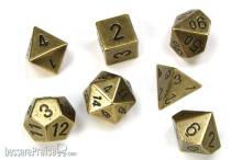 Chessex CHX27023 - Solid Metal Old Brass Colour Poly 7 die set