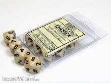 Chessex Würfel CHX27202 - Marble Ivory w/black Signature™ Polyhedral Ten d10 Sets