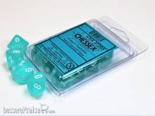 Chessex Würfel CHX27205 - Frosted™ Teal w/white Signature™ Polyhedral Ten d10 Sets