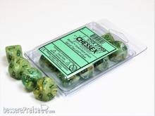 Chessex Würfel CHX27209 - Marble™ Green w/dark green Signature™ Polyhedral Ten d10 Sets