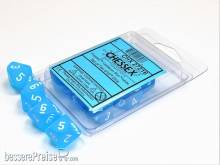 Chessex Würfel CHX27216 - Frosted™ Caribbean Blue™ w/white Signature™ Polyhedral Ten d10 Sets