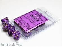 Chessex Würfel CHX27237 - Vortex Purple w/gold Signature™ Polyhedral Ten d10 Sets