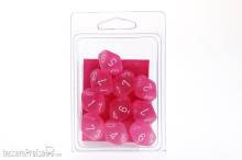 Chessex Würfel CHX27264 - Frosted™ Polyhedral Pink w/white Signature™ Polyhedral Ten d10 Sets