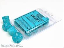 Chessex Würfel CHX27265 - Cirrus™ Aqua w/silver Signature™ Polyhedral Ten d10 Sets