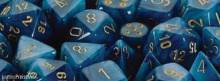 Chessex Würfel CHX27289 - Phantom™ Teal w/gold Signature™ Polyhedral Ten d10 Sets