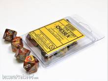 Chessex Würfel CHX27293 - Lustrous™ Gold w/silver Signature™ Polyhedral Ten d10 Sets