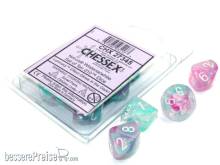 Chessex CHX27345 - Nebula TM Wisteria/white Luminary Set of Ten d10´s