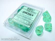 Chessex Würfel CHX27375 - Borealis® Light Green/gold Luminary Set of Ten d10s