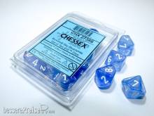 Chessex Würfel CHX27386 - Borealis® Sky Blue/white Luminary Set of Ten d10s
