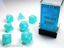 Chessex Würfel CHX27405 - Frosted™ Teal w/white Signature™ Polyhedral 7-Die Sets