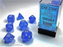 Chessex Würfel CHX27406 - Frosted™ Blue w/white Signature™ Polyhedral 7-Die Sets