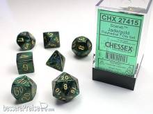 Chessex Würfel CHX27415 - Scarab™ Jade w/gold Signature™ Polyhedral 7-Die Sets
