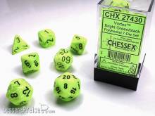 Chessex Würfel CHX27430 - Vortex Bright Green w/black Signature™ Polyhedral 7-Die Sets