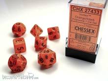 Chessex Würfel CHX27433 - Vortex Orange w/black Signature™ Polyhedral 7-Die Sets