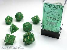 Chessex Würfel CHX27435 - Vortex Green w/gold Signature™ Polyhedral 7-Die Sets
