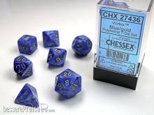 Chessex Würfel CHX27436 - Vortex Blue w/gold Signature™ Polyhedral 7-Die Sets