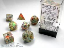 Chessex Würfel CHX27441 - Festive™ Vibrant™ w/brown Signature™ Polyhedral 7-Die Sets