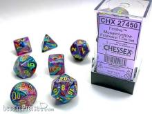 Chessex Würfel CHX27450 - Festive™ Mosaic™/yellow Signature™ Polyhedral 7-Die Sets